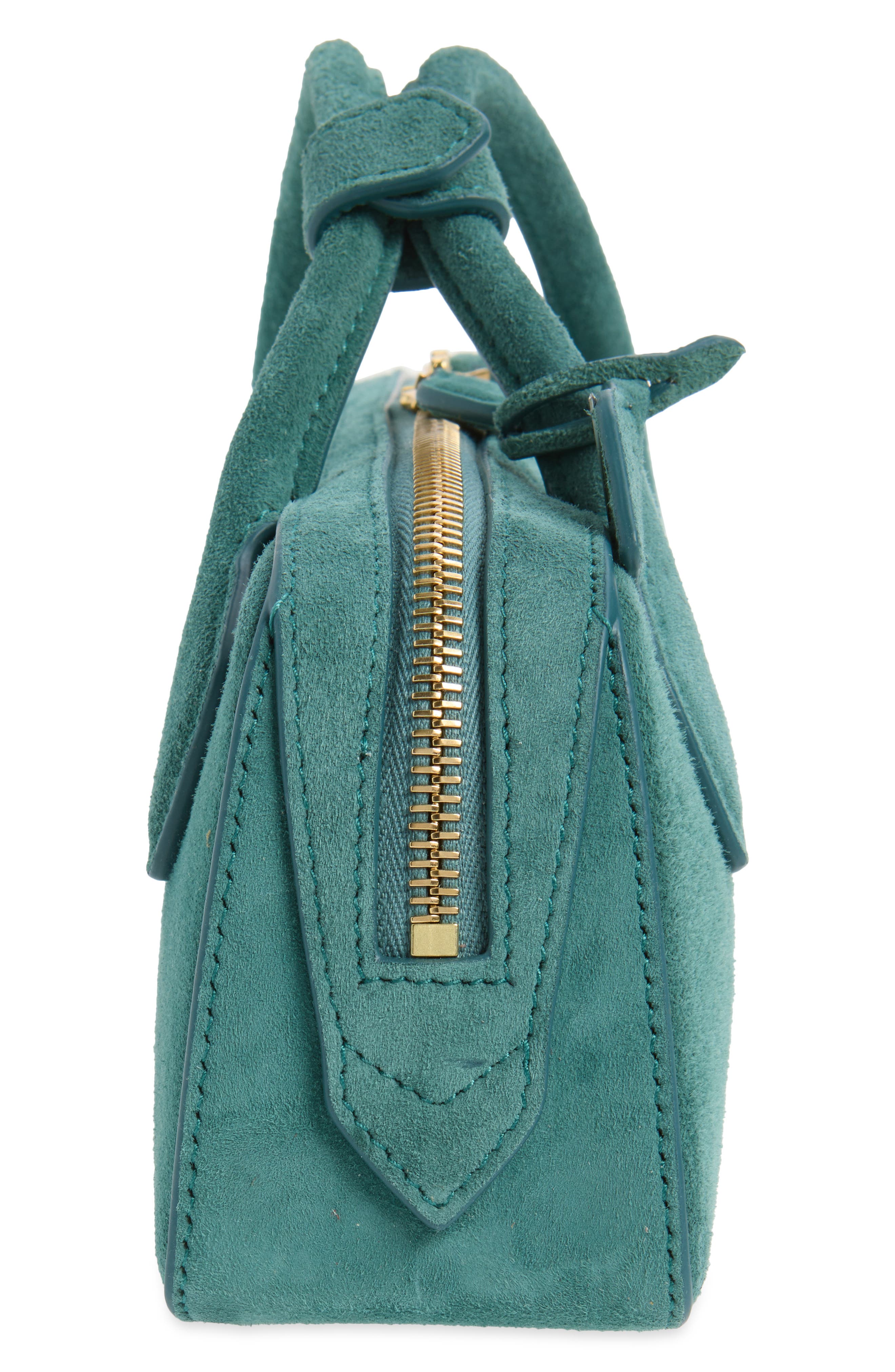 Le Teckel Suede East/West Clutch, Alternate, color, VERT DE GRIS 606
