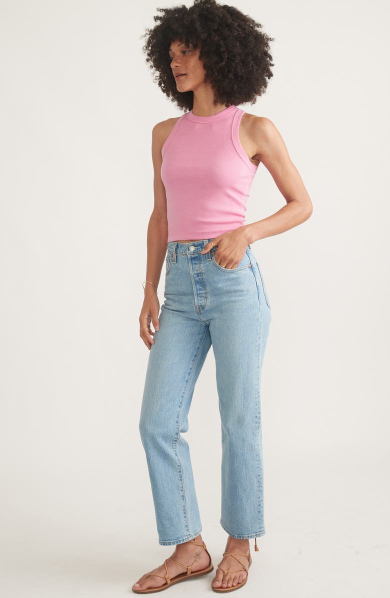 Marine Layer Lexi Sun-In High Neck Crop Rib Tank, Alternate, color, 