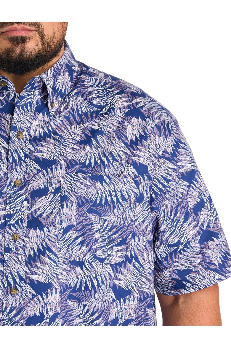 Big & Tall Easy-Care Fern Patterned Sport Shirt, Alternate, color, BLUE MULTI