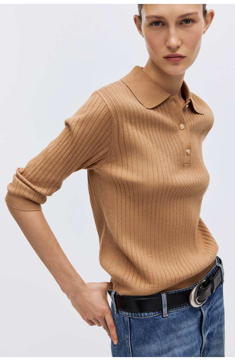 H&M Rib-knit Top, Alternate, color, Dark Beige