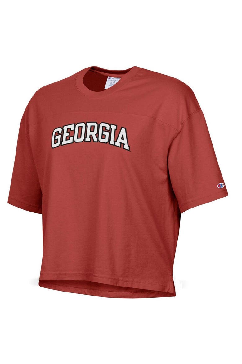 Women's Champion Red Georgia Bulldogs Vintage Wash Boxy Cropped T-Shirt, Alternate, color, Red