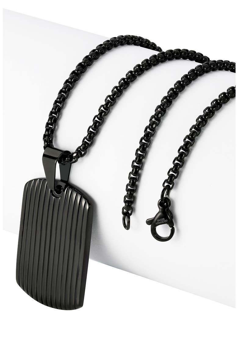 Men's Stainless Steel Textured Dog Tag Pendant Necklace, Alternate, color, BLACK