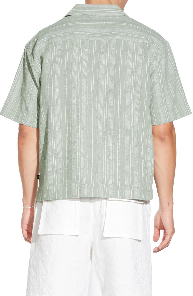 Civil Society Buka Boxy Crop Camp Shirt, Alternate, color, Dusty Green