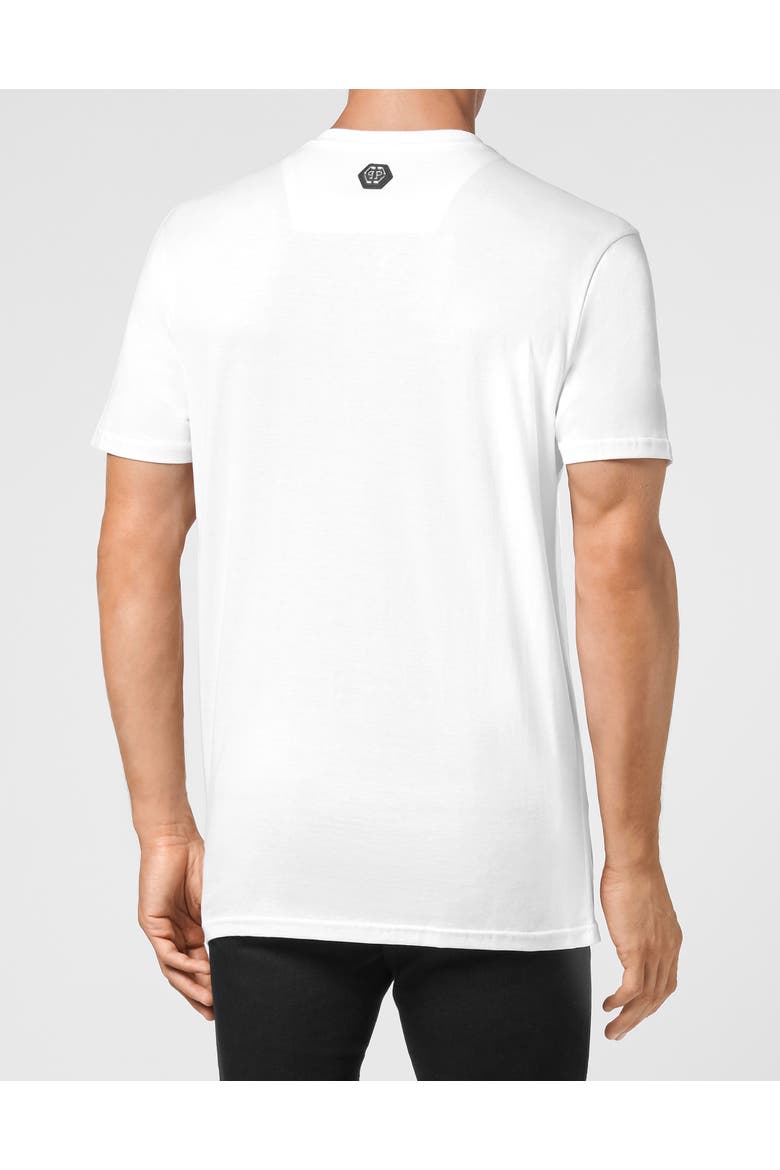 T-Shirt Round Neck Ss Skull With Crystals Men, Alternate, color, white