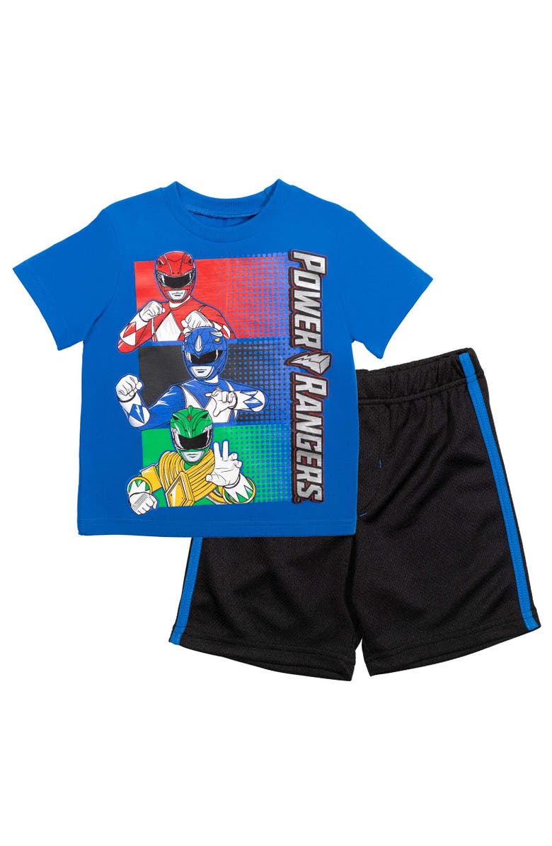 Power Rangers T-Shirt & Mesh Shorts Set, Main, color, Blue