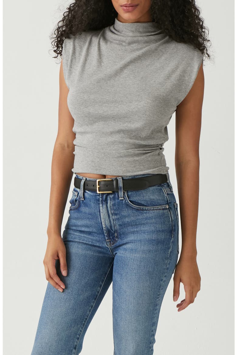 Amara Ruched Cowl Neck Rib T-Shirt, Alternate, color, HEATHER GREY