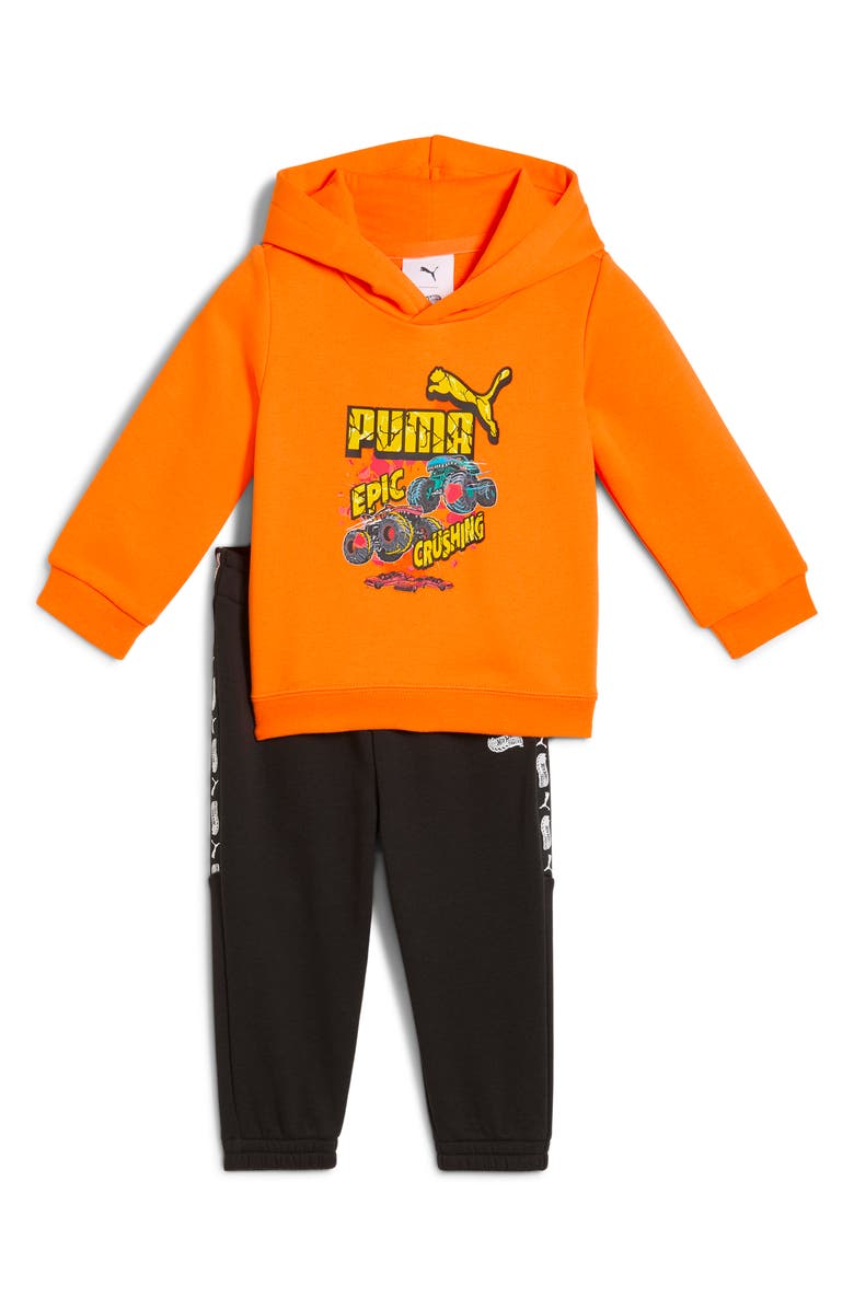 PUMA x Hot Wheels<sup>®</sup> Kids' Monster Truck Graphic Hoodie & Sweatpants Set, Main, color, Black