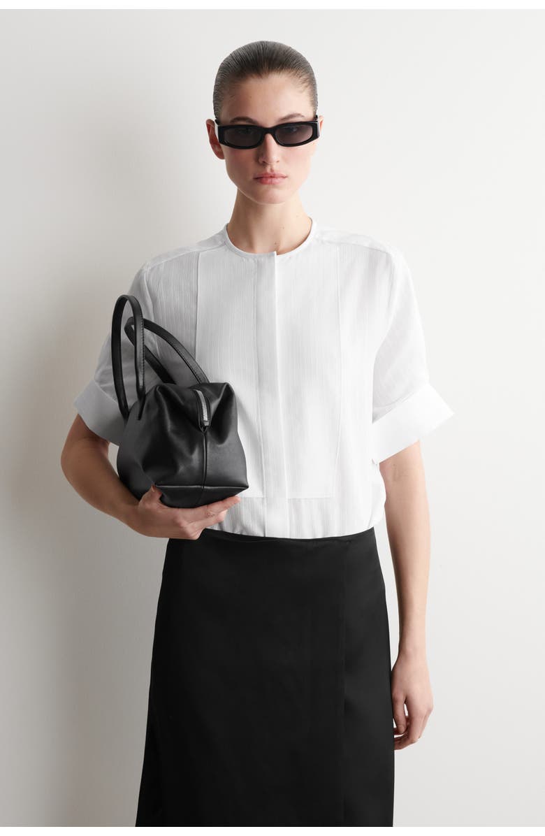 COS Bib-front Stripe-jacquard Cotton Shirt, Main, color, White
