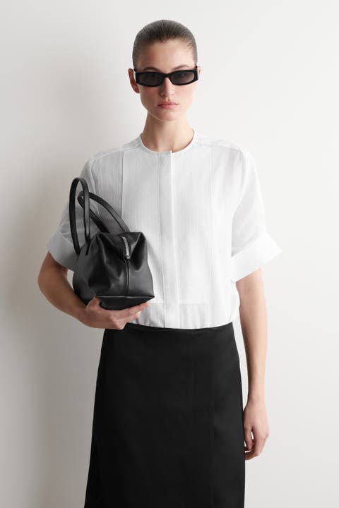 Bib-front Stripe-jacquard Cotton Shirt