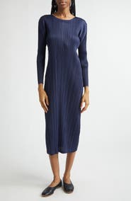 pleats please long sleeve dress Pleats Please Pleated Midi Dress