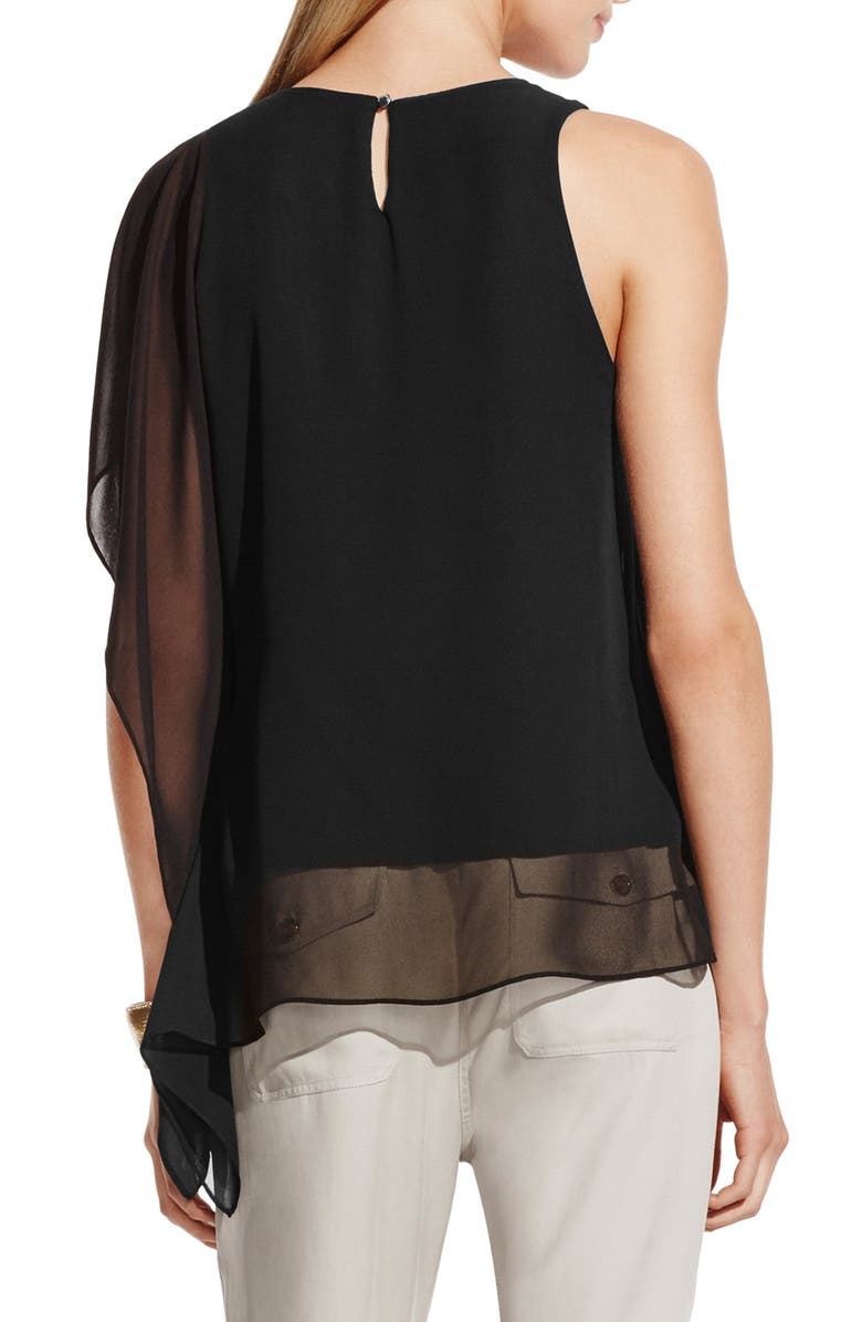 Vince Camuto Sleeveless Top with Asymmetrical Chiffon Overlay, Alternate, color,