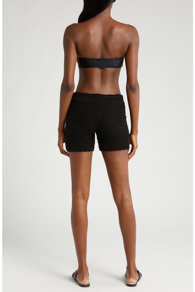 Nora Open Knit Cover-Up Shorts, Alternate, color, BLACK