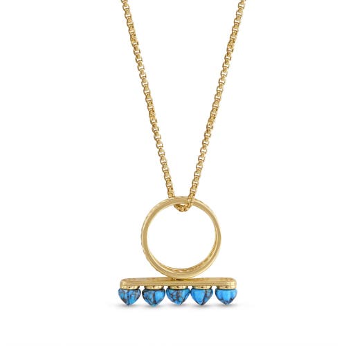 Luvmyjewelry Summer Nights Gold Plated Silver Turquoise Gemstone Multi Stone Ring Pendant In 14kt Gold Vermeil On Sterling