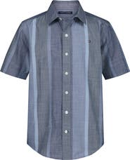 Tommy Hilfiger Kids' Stripe Slub Short Sleeve Button-Up Shirt