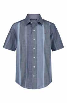 Tommy Hilfiger Kids' Stripe Slub Short Sleeve Button-Up Shirt