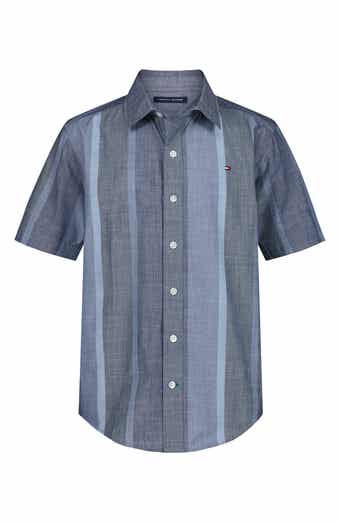 Kids' Stripe Slub Short Sleeve Button-Up Shirt