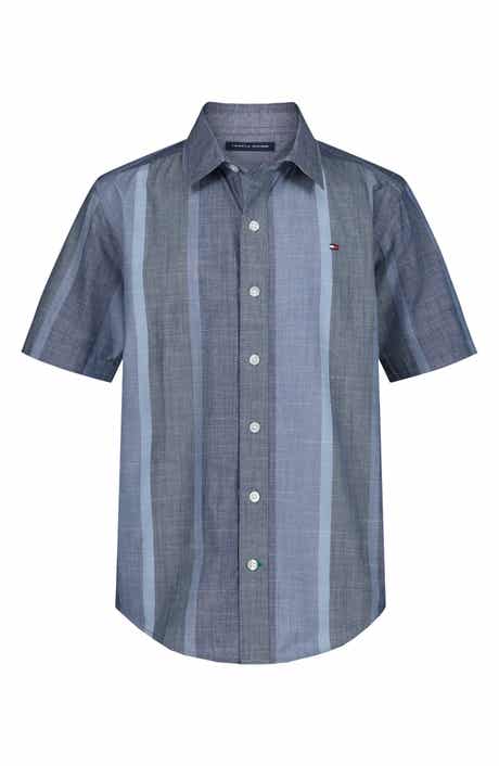 Tommy Hilfiger Kids' Stripe Slub Short Sleeve Button-Up Shirt
