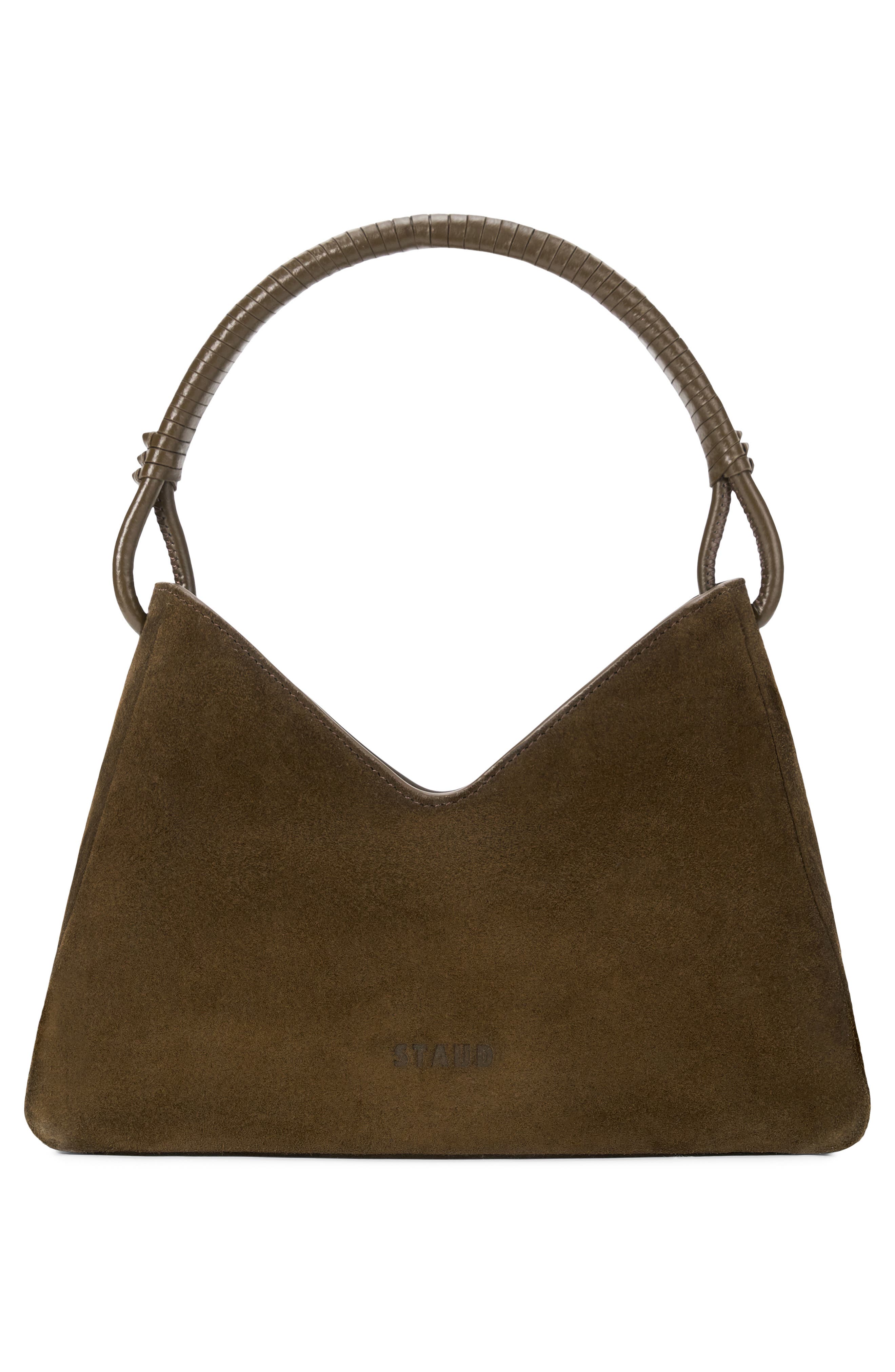 STAUD Valerie Suede Shoulder Bag, Alternate, color, Truffle