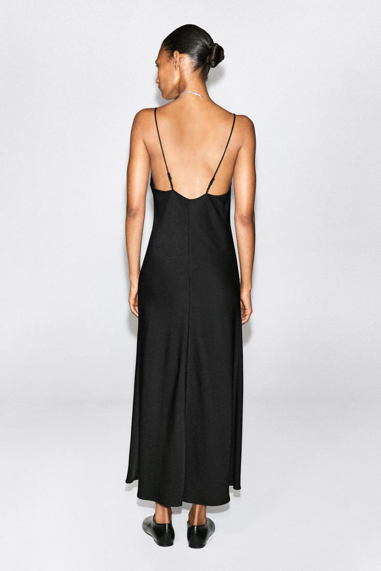 Crepe Midi Slip Dress, Alternate, color, BLACK