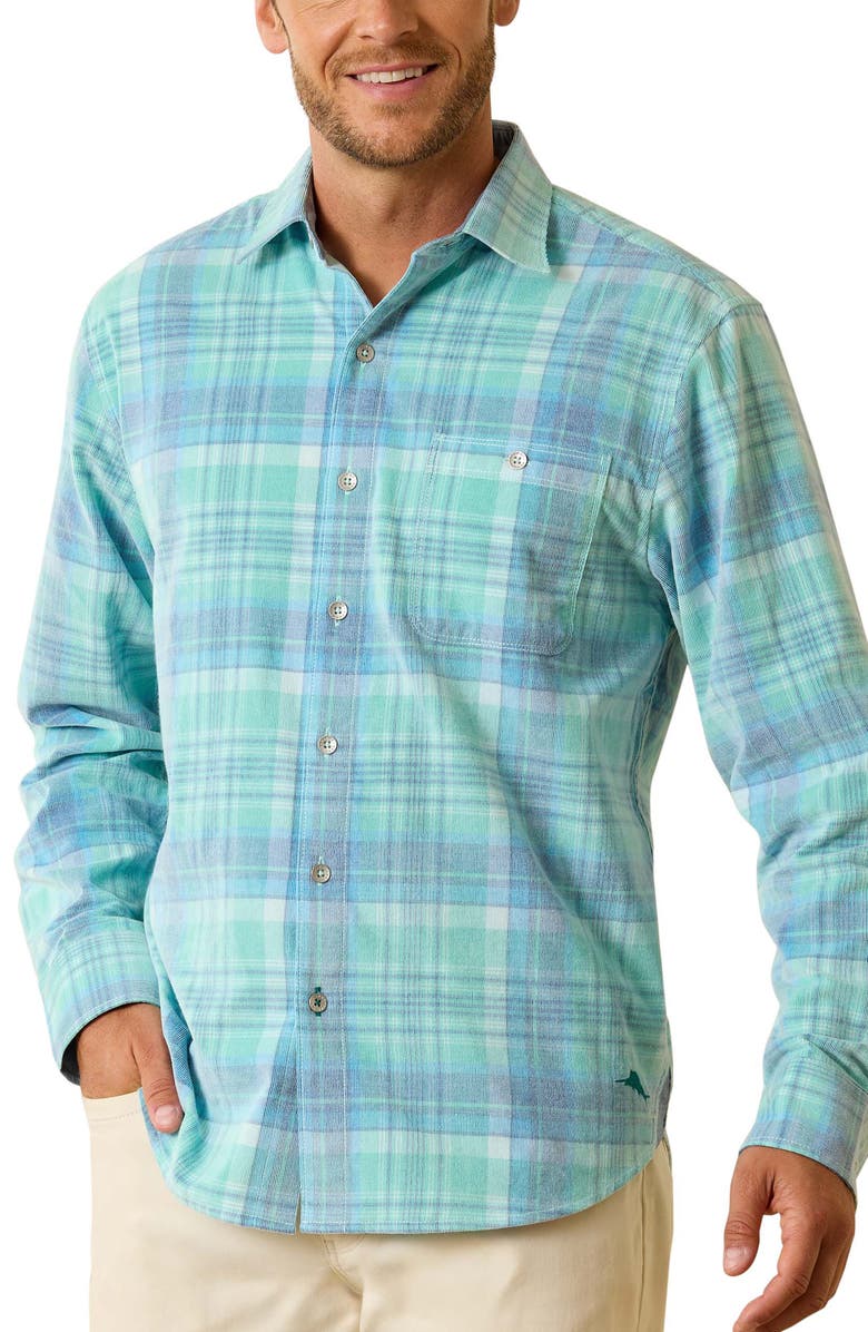 Tommy Bahama Coastline Tranquil Check Cotton Corduroy Button-Up Shirt, Main, color,