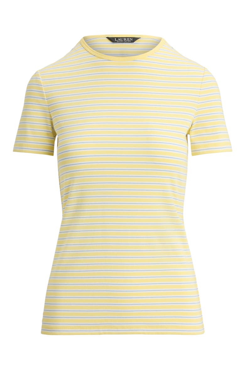 Stripe Cotton Blend Rib T-Shirt, Alternate, color, LEMON SORBET/ MULTI