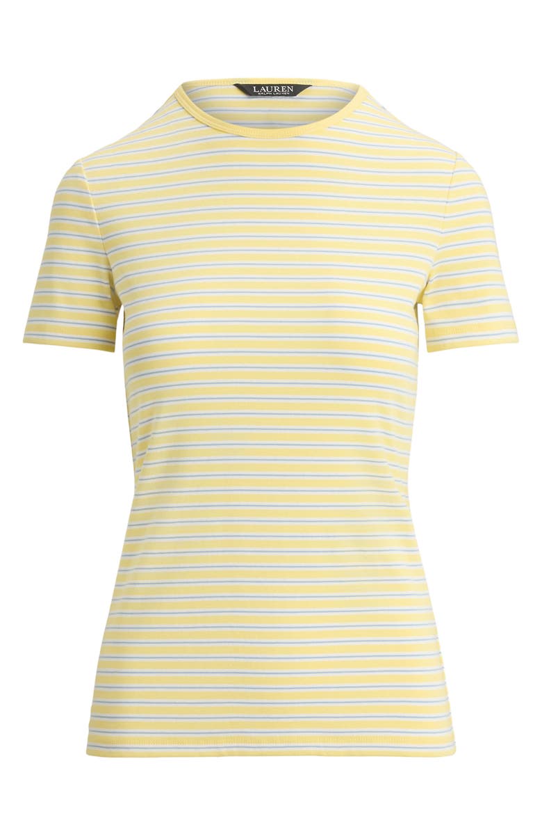 Lauren Ralph Lauren Stripe Cotton Blend Rib T-Shirt, Alternate, color, Lemon Sorbet/ Multi
