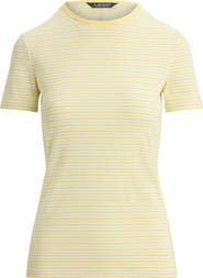Lauren Ralph Lauren Stripe Cotton Blend Rib T-Shirt