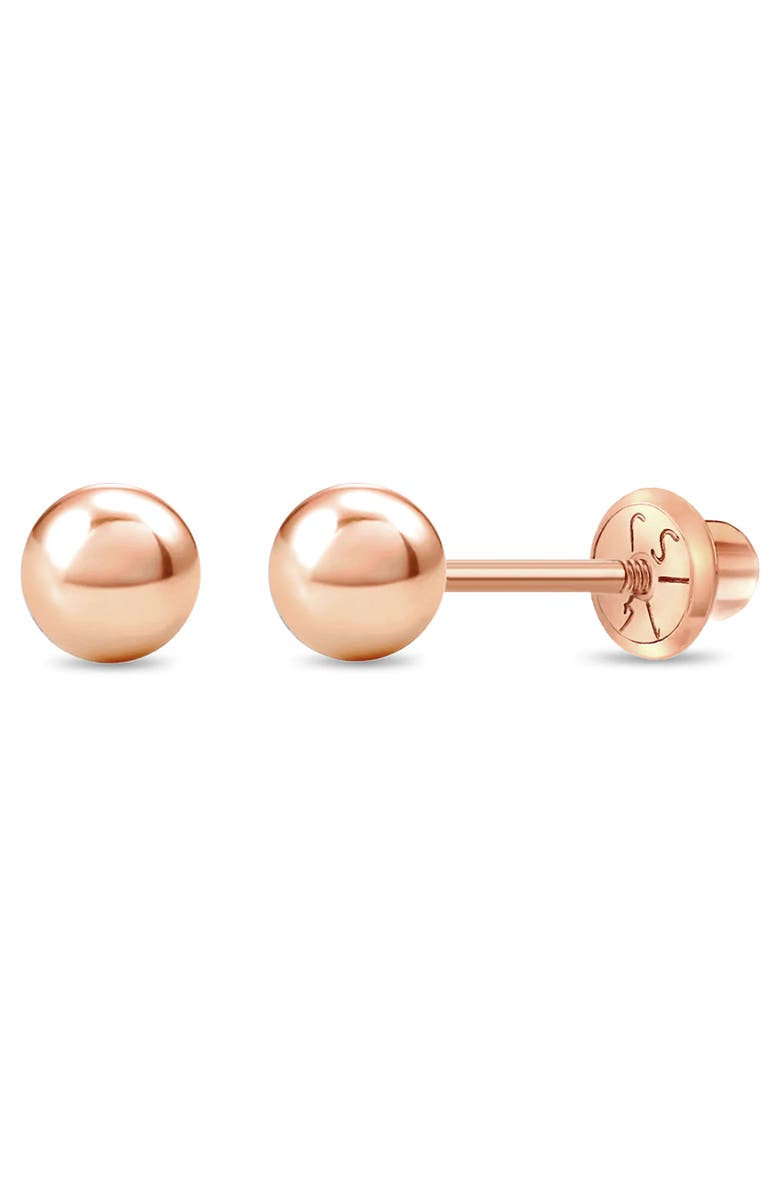 In Season Jewelry 14k Classic Ball Earrings, Main, color, Rose Gold