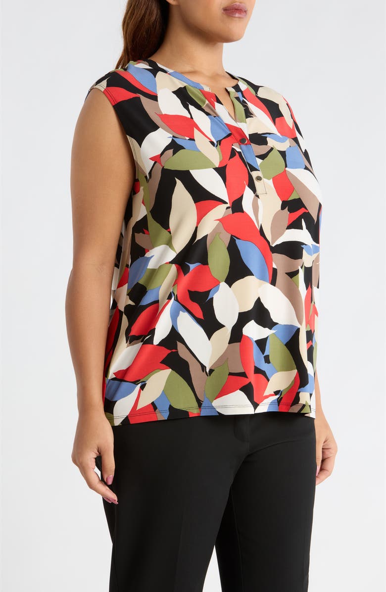 AK ANNE KLEIN Leaf Print Knit Top, Alternate, color, Anne Black Multi