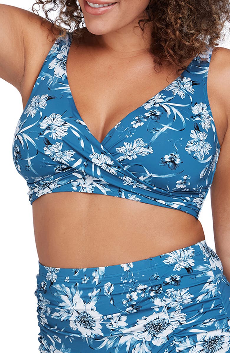 Artesands Delacroix Cross Front Floral Bikini Top, Alternate, color, 