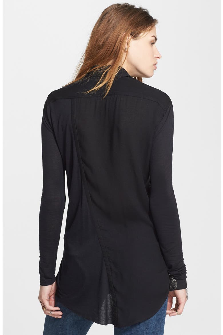 'Breakfast in Bed' Button Front Top, Alternate, color, BLACK