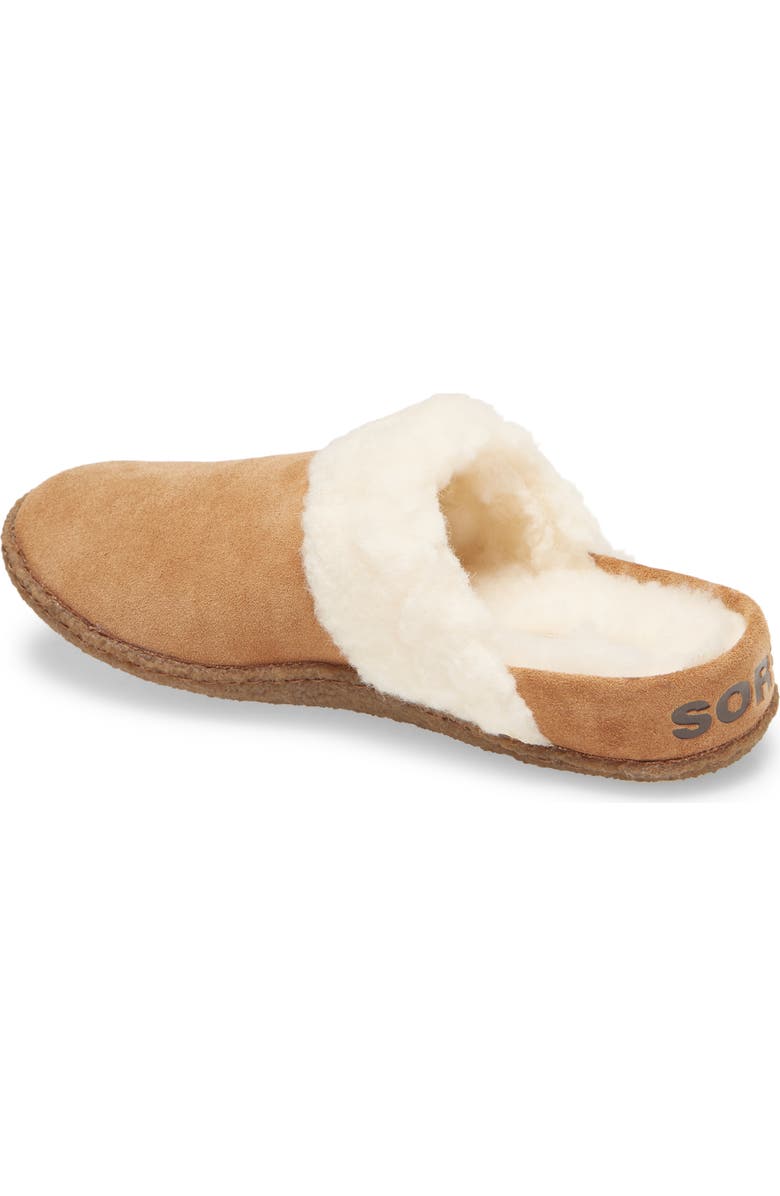 SOREL Nakiska II Faux Shearling Lined Slide Slipper, Alternate, color, Camel Brown/ Natural