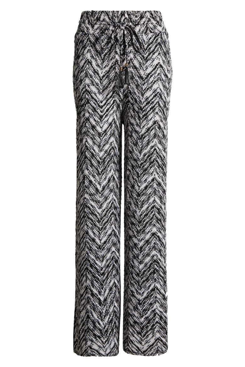 Taytum Open Stitch Wide Leg Cover-Up Pants, Alternate, color, BLACK SPACEDYE CHEVRON KNIT