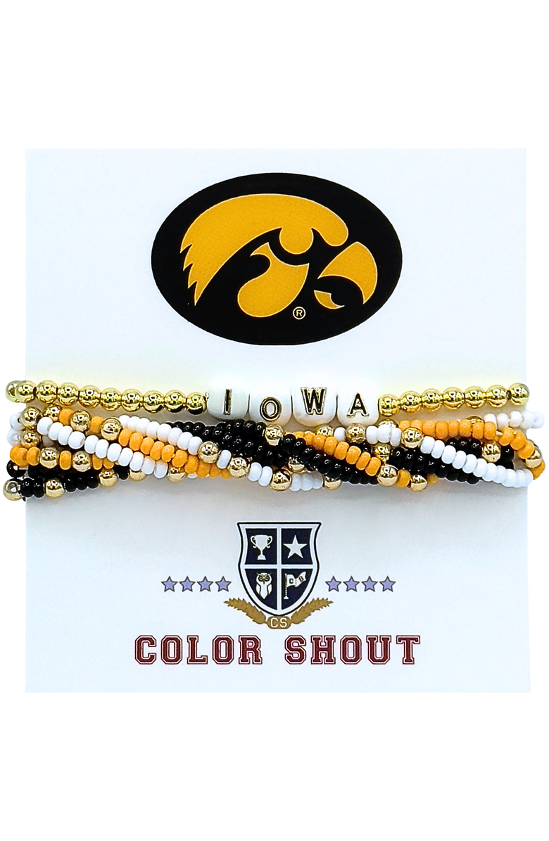Color Shout Iowa Lucky 7 Bracelet Set, Main, color, Yellow Gold