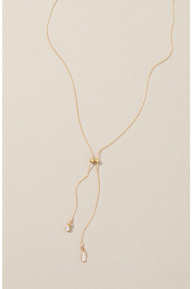 Zoey Cubic Zirconia Lariat Necklace, Alternate, color, GOLD