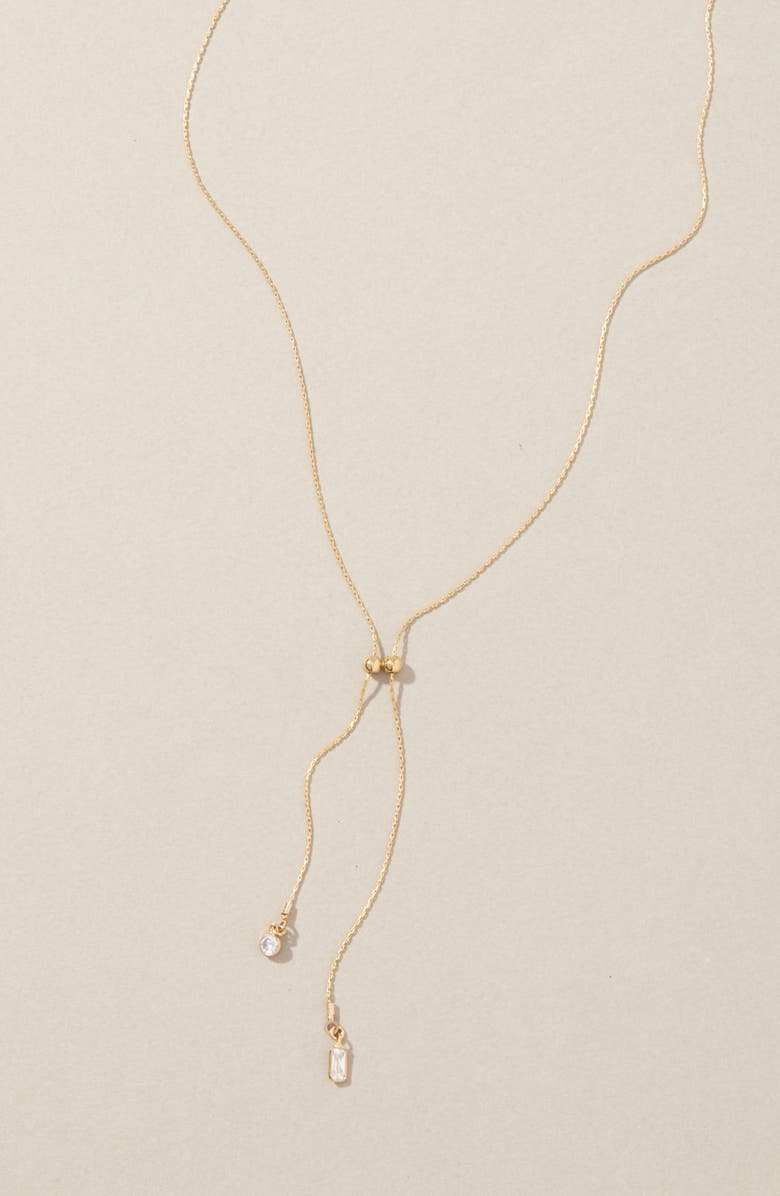 Set & Stones Zoey Cubic Zirconia Lariat Necklace, Alternate, color, Gold