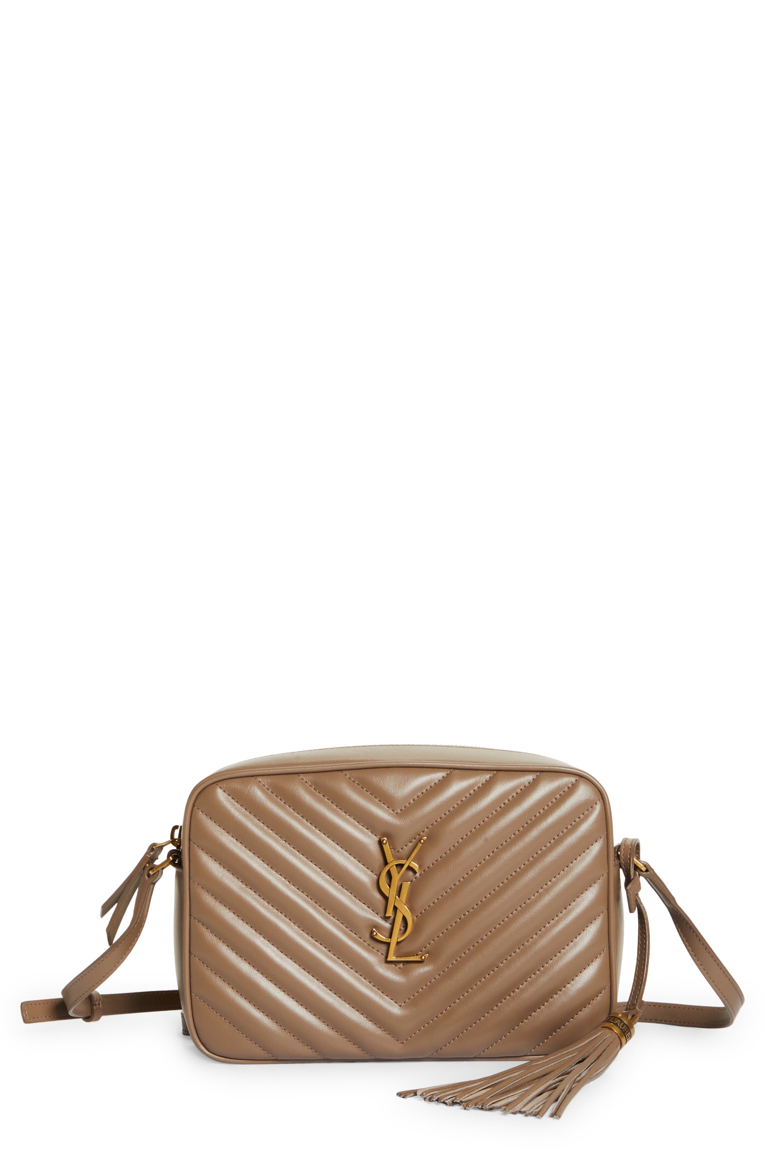 Lou Leather Camera Bag, Main, color, TAUPE/GOLD