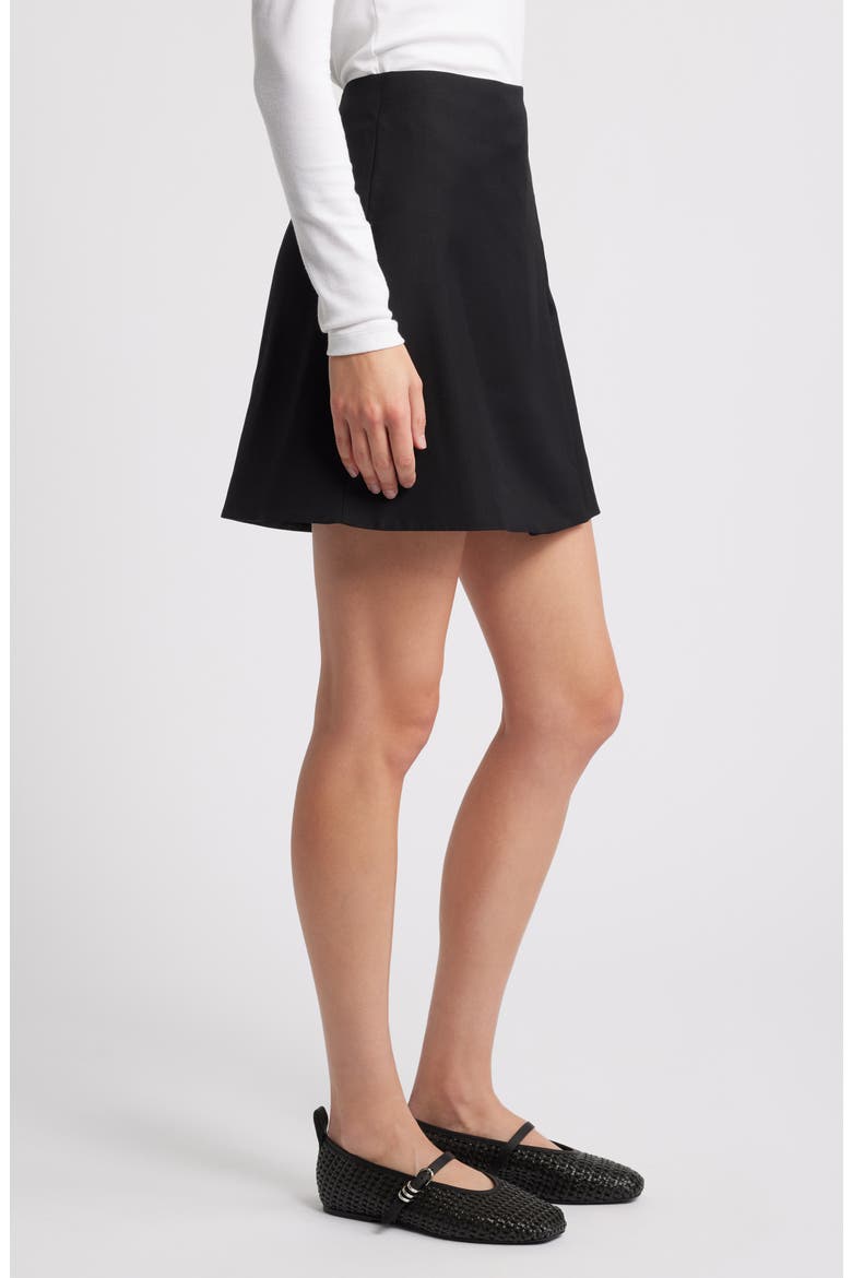 Wrap Effect Wool Miniskirt, Alternate, color, BLACK DARK