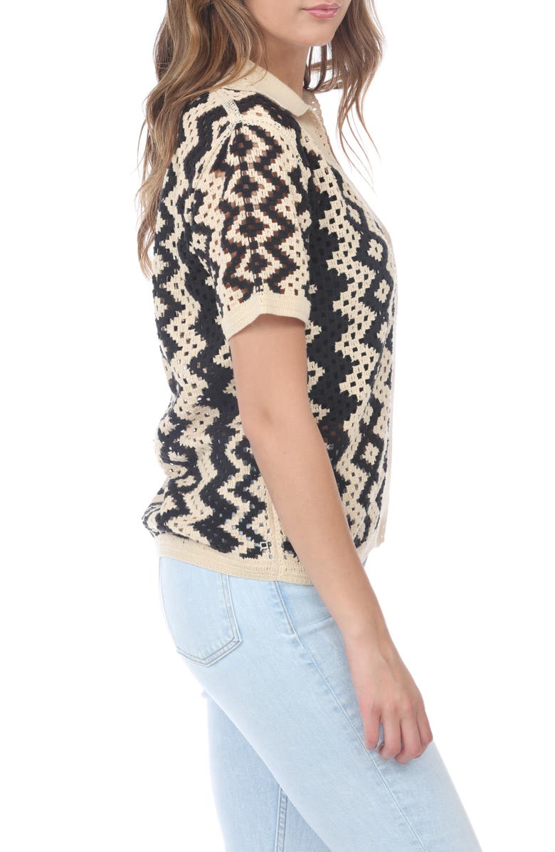 RAIN AND ROSE Openwork Button-Up Shirt, Alternate, color, As Is