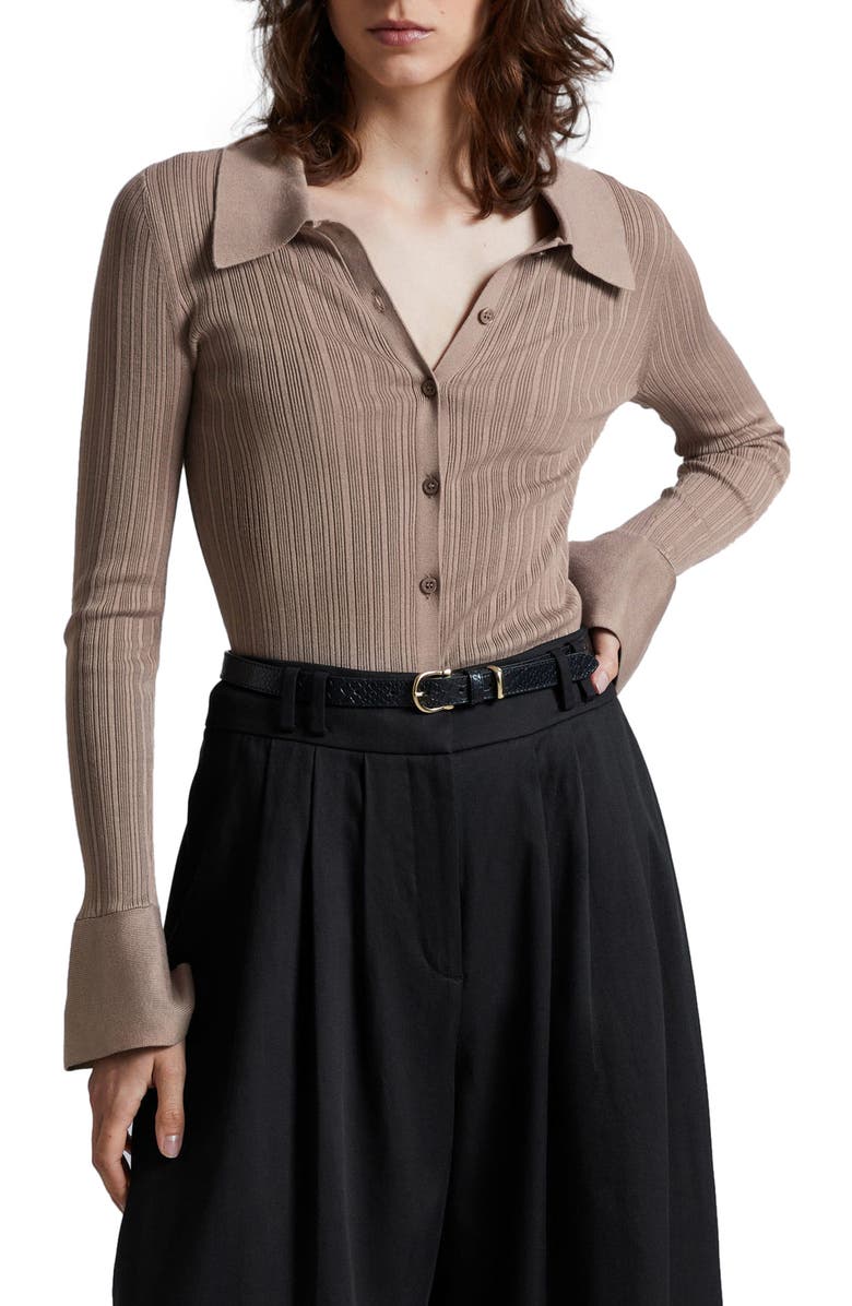 & Other Stories Spread Collar Rib Cardigan, Main, color, 