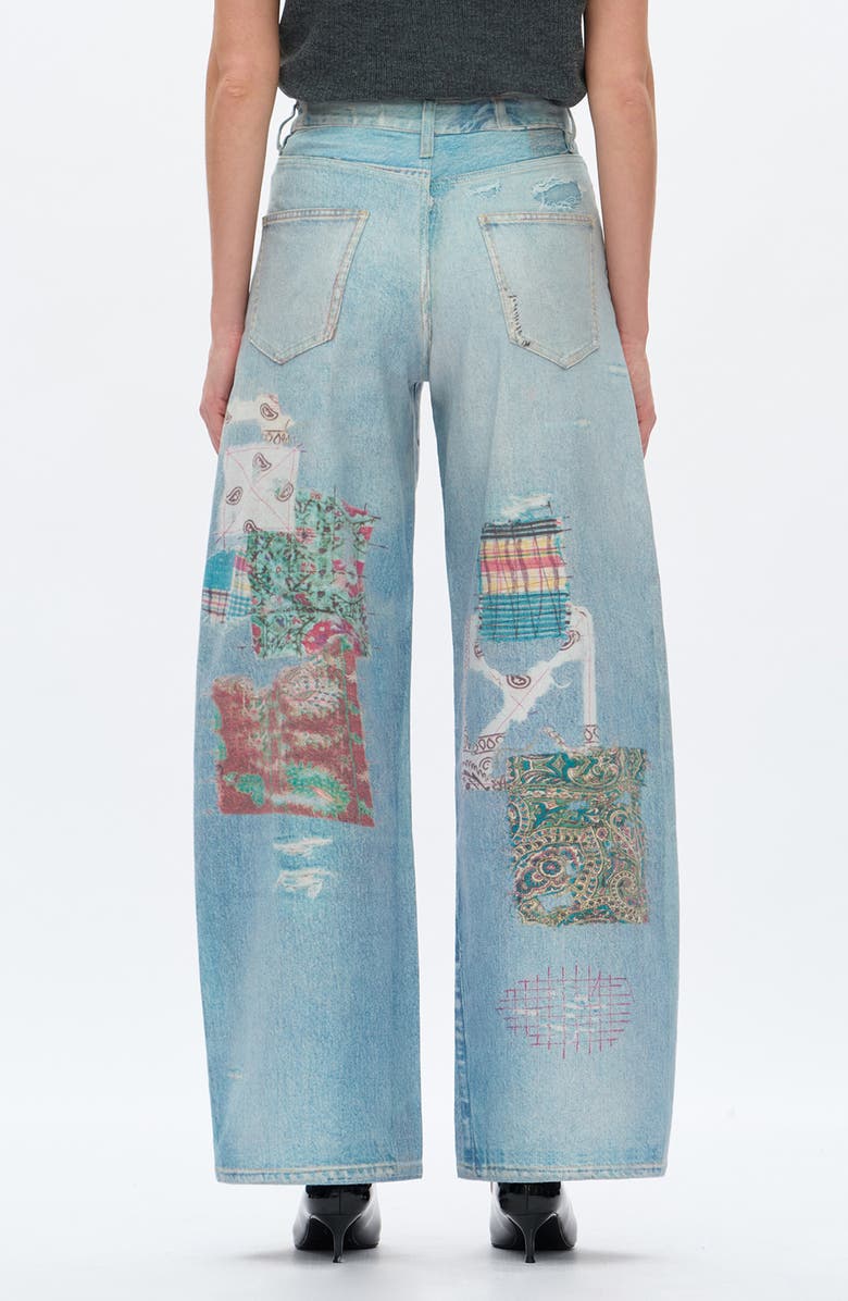 Bayeas Print High Waist Barrel Leg Jeans, Alternate, color, Light Blue