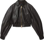 AllSaints Anouk Leather Crop Bomber Jacket