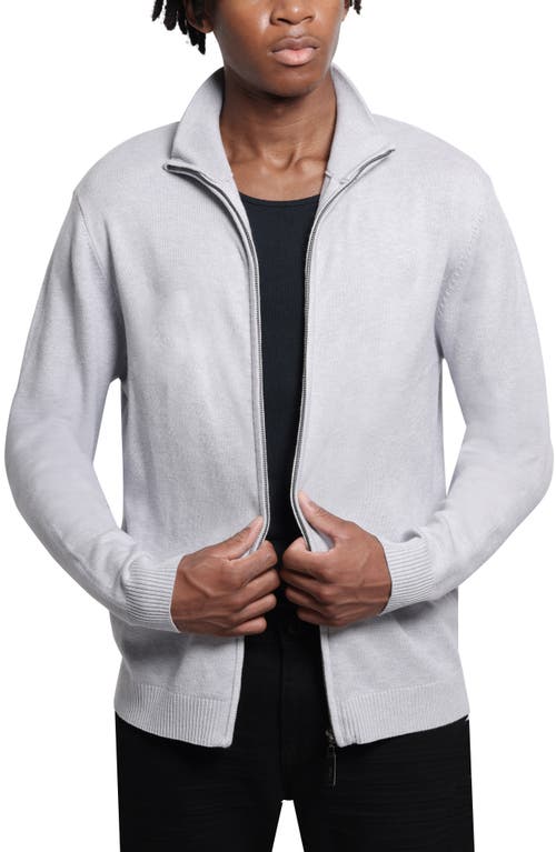 X-ray Xray Mock Neck Full Zip Sweater In Light Heather Grey