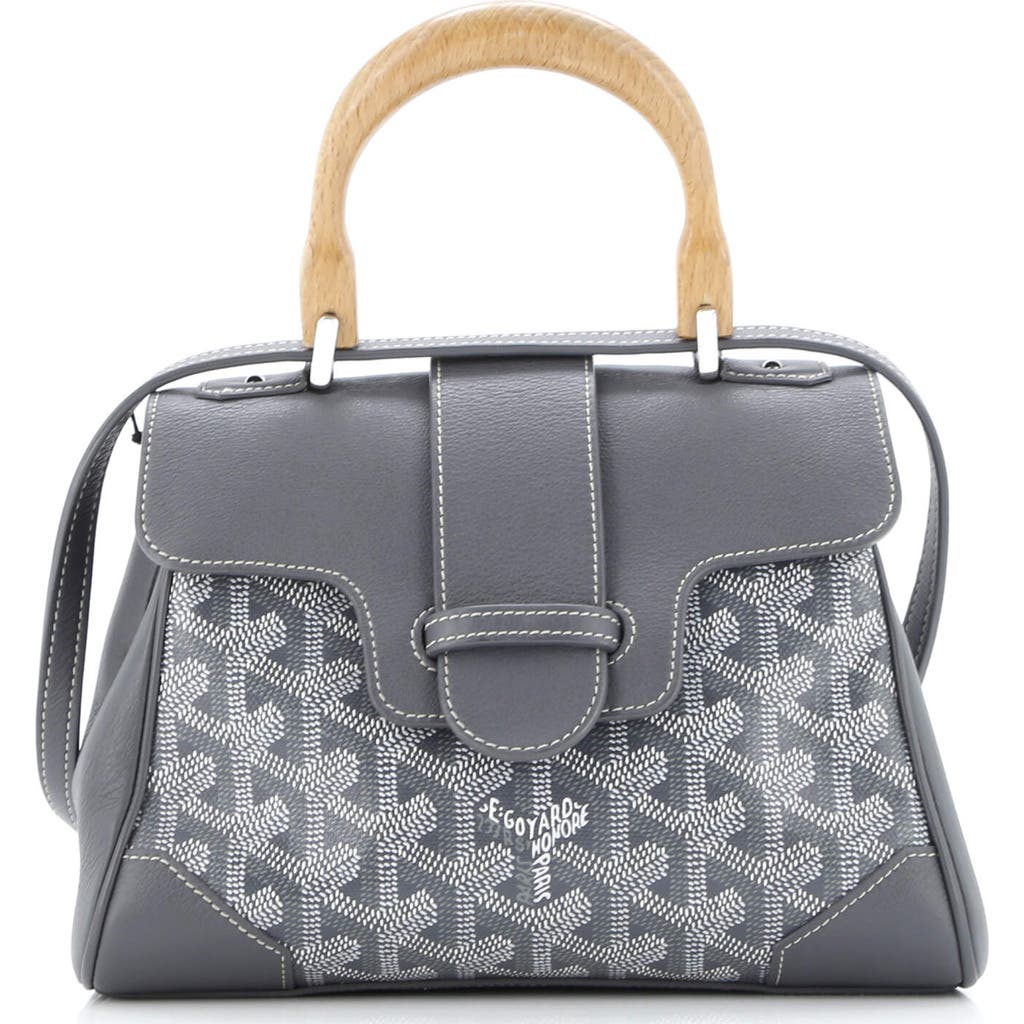 Pre-owned Goyard Goyard Saigon Top Handle Bag Coated Canvas With Leather Mini In Gray