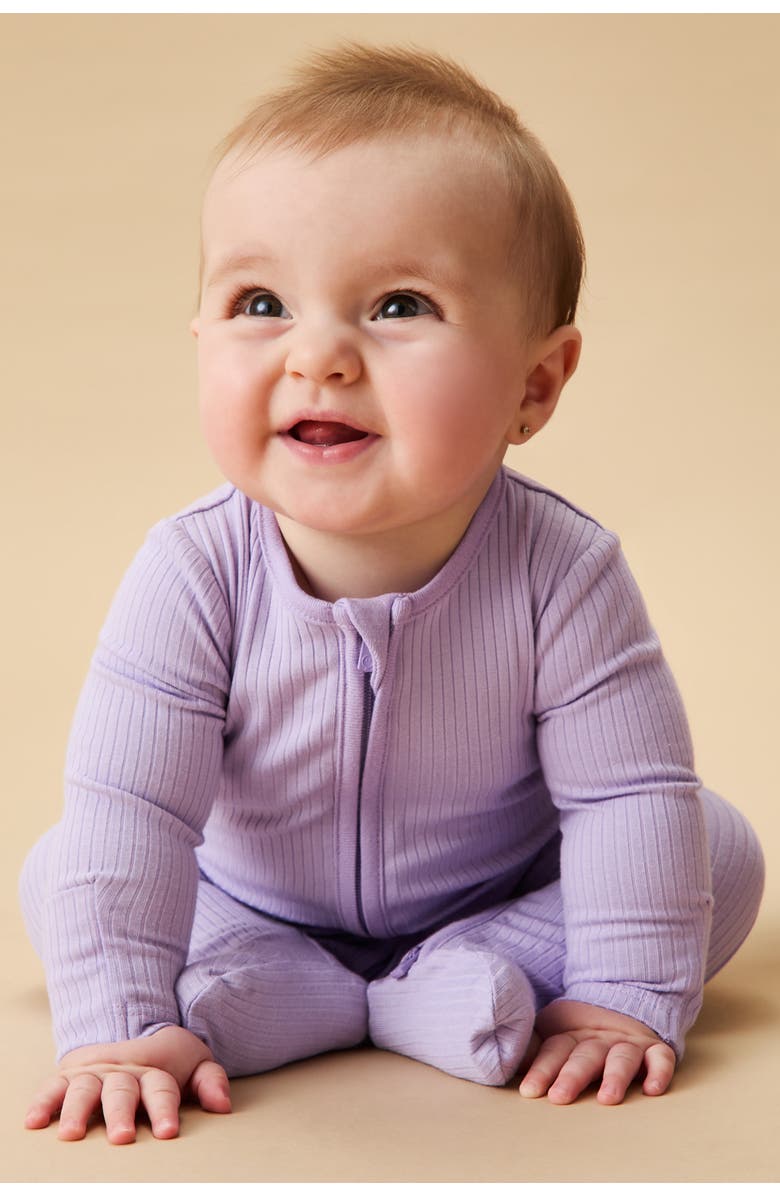 MORI Ribbed Two Way Zip-Up Sleepsuit, Alternate, color, Lilac