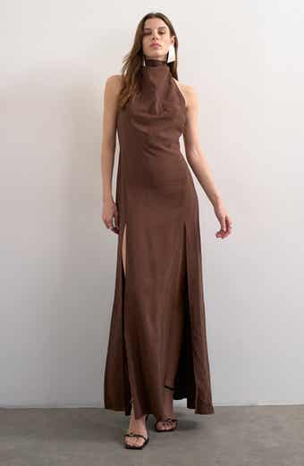 Halter Cowl Maxi Dress