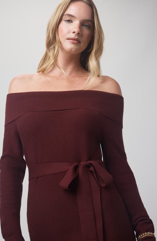 Splendid X @cellajaneblog Over The Shoulder Sweater Dress In Burgundy