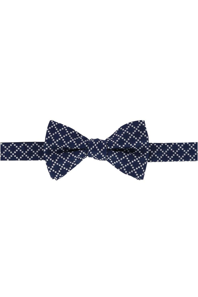 Rowan Geometric Pattern Silk Bow Tie, Main, color, Navy