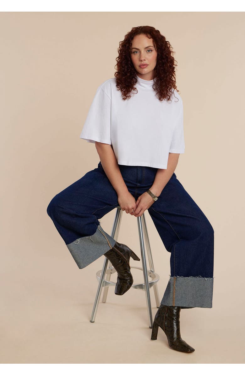 ELOQUII Mock Neck Crop Tee, Alternate, color, 