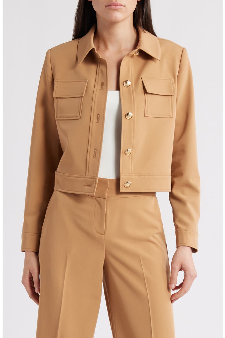 Woven Crop Jacket, Main, color, CAMEL